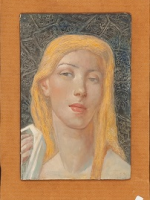 Portret kobiety o blond włosach