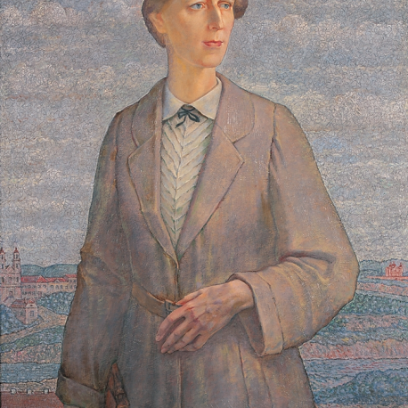 Portret żony na tle Wilna